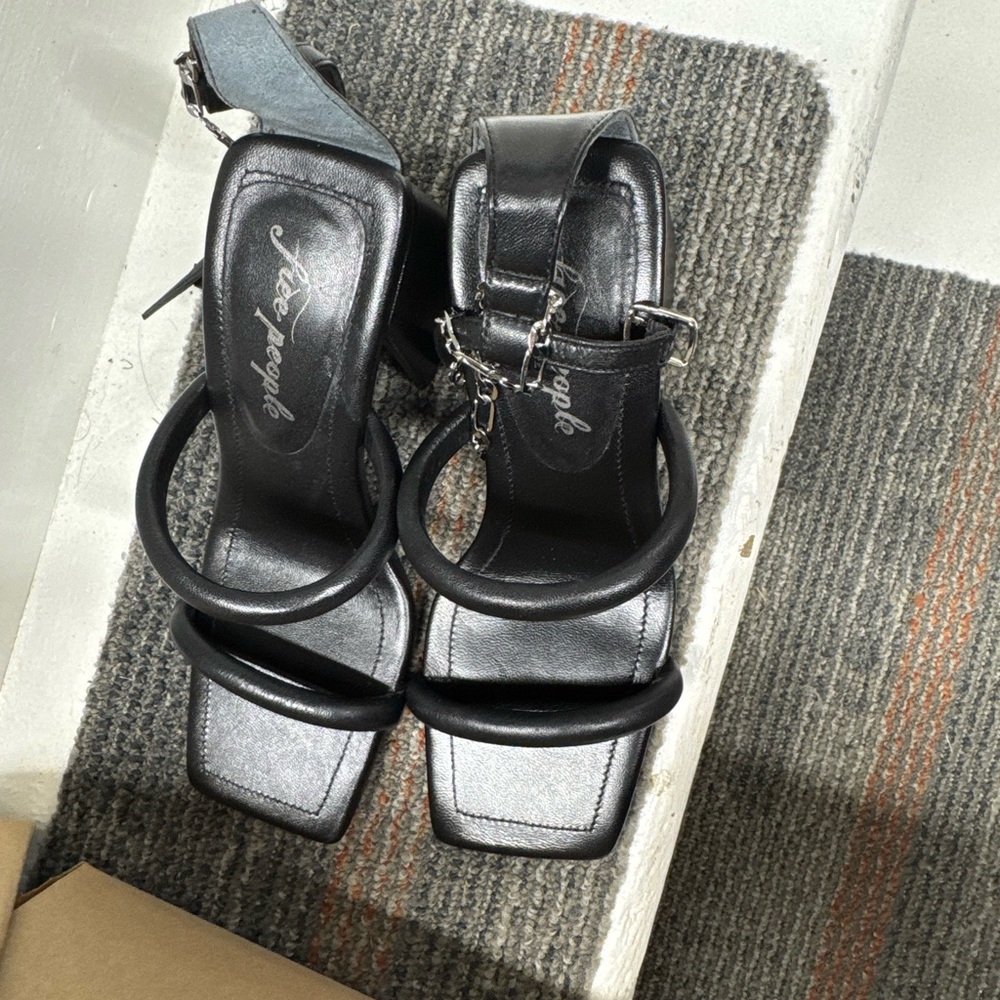 Free People Black Strappy Heels